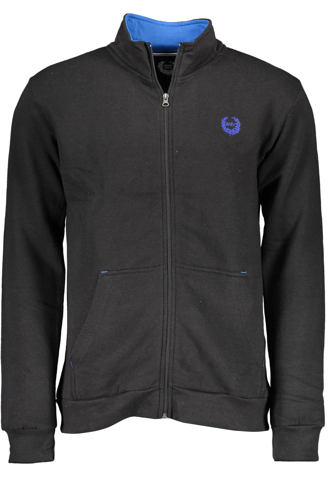 GIAN MARCO VENTURI MEN'S BLACK SWEATSHIRT WITH ZIP