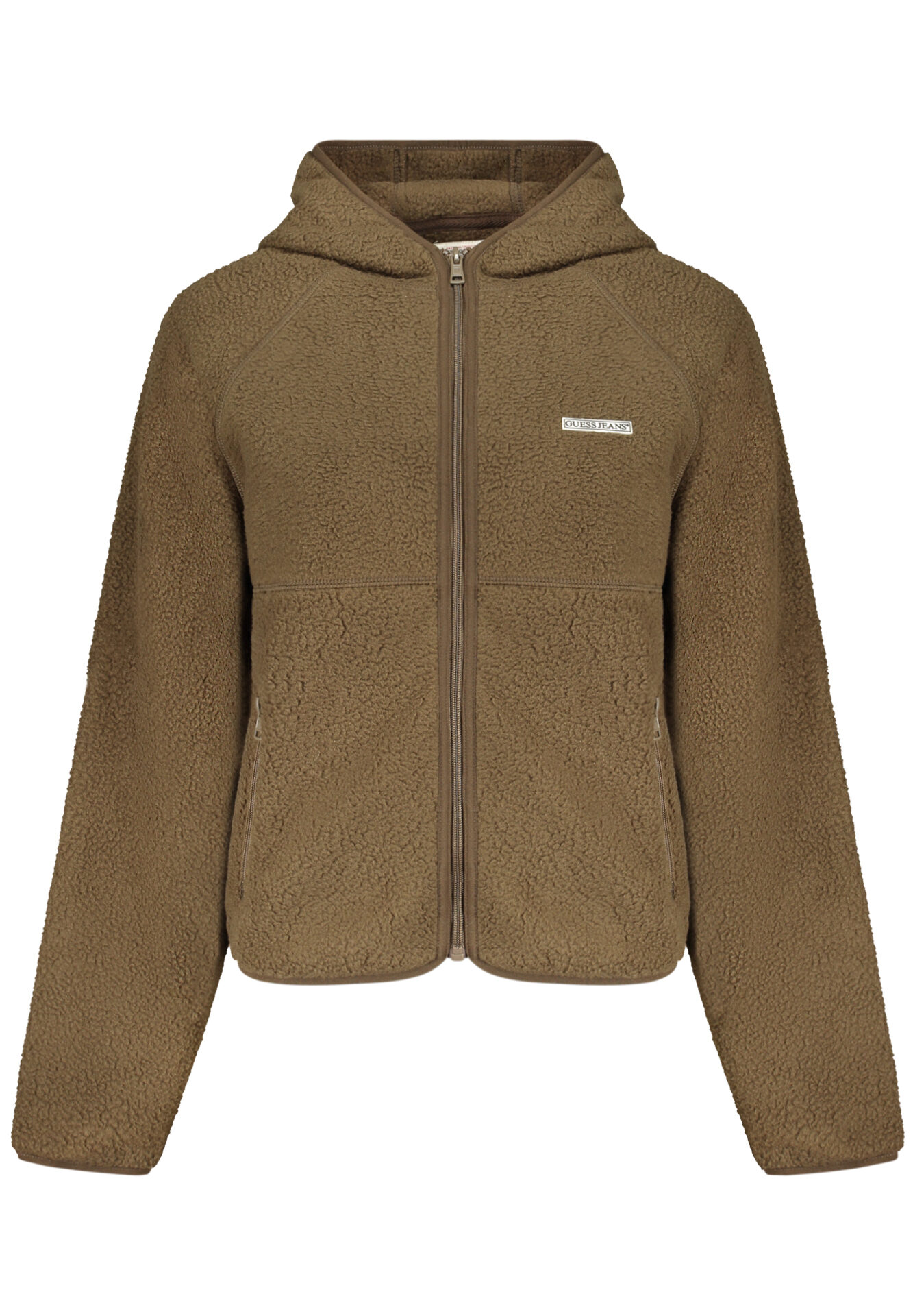 GUESS JEANS WOMEN'S BROWN ZIP-UP SWEATSHIRT