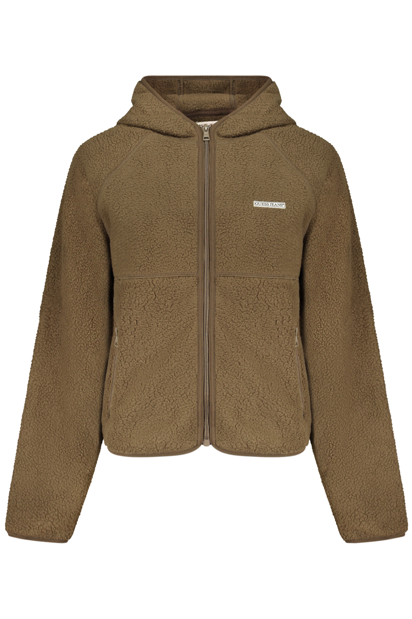 GUESS JEANS WOMEN'S BROWN ZIP-UP SWEATSHIRT GUESS JEANS WOMEN'S BROWN ZIP-UP SWEATSHIRT