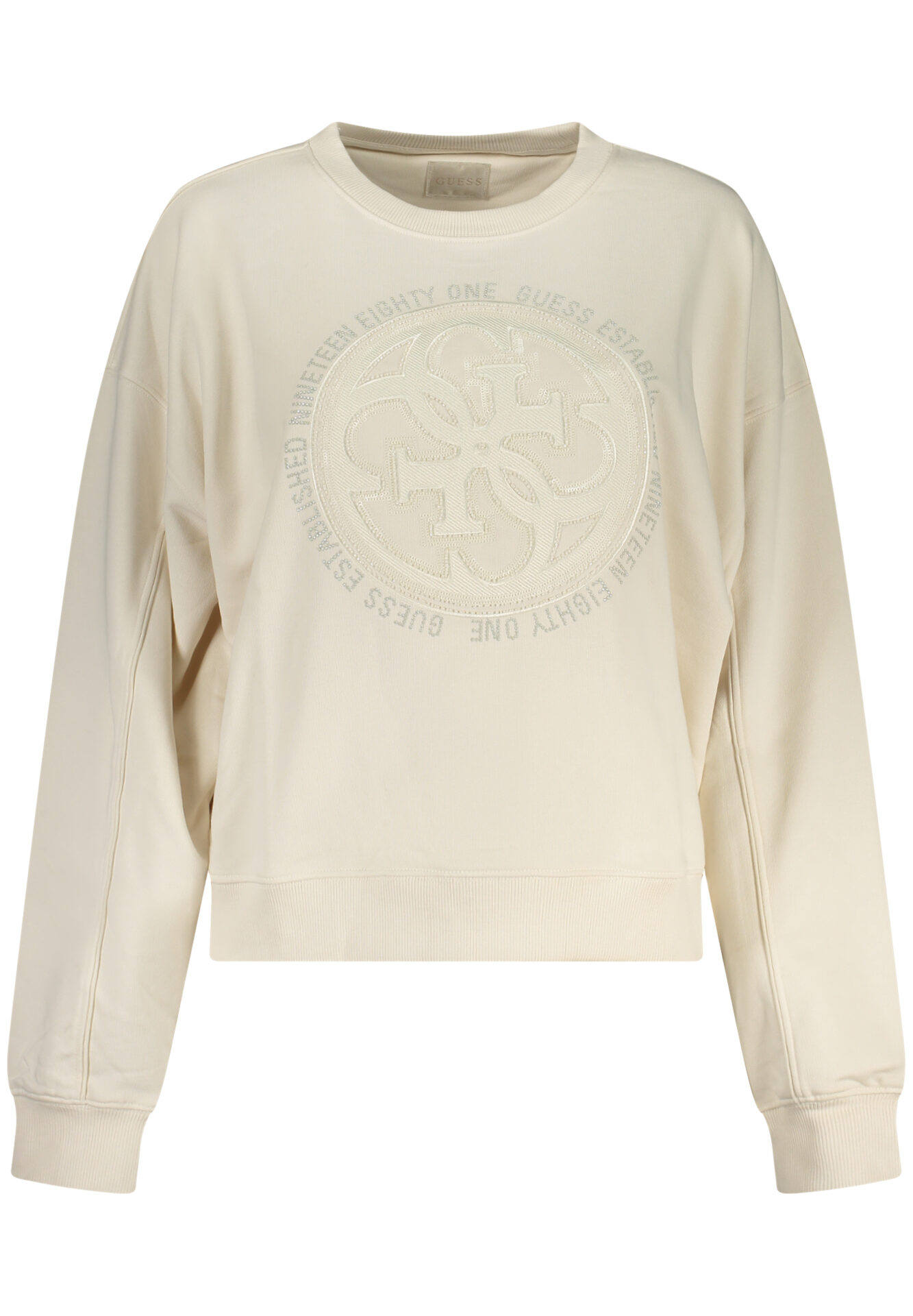 GUESS JEANS WOMEN'S WHITE ZIP-UP SWEATSHIRT