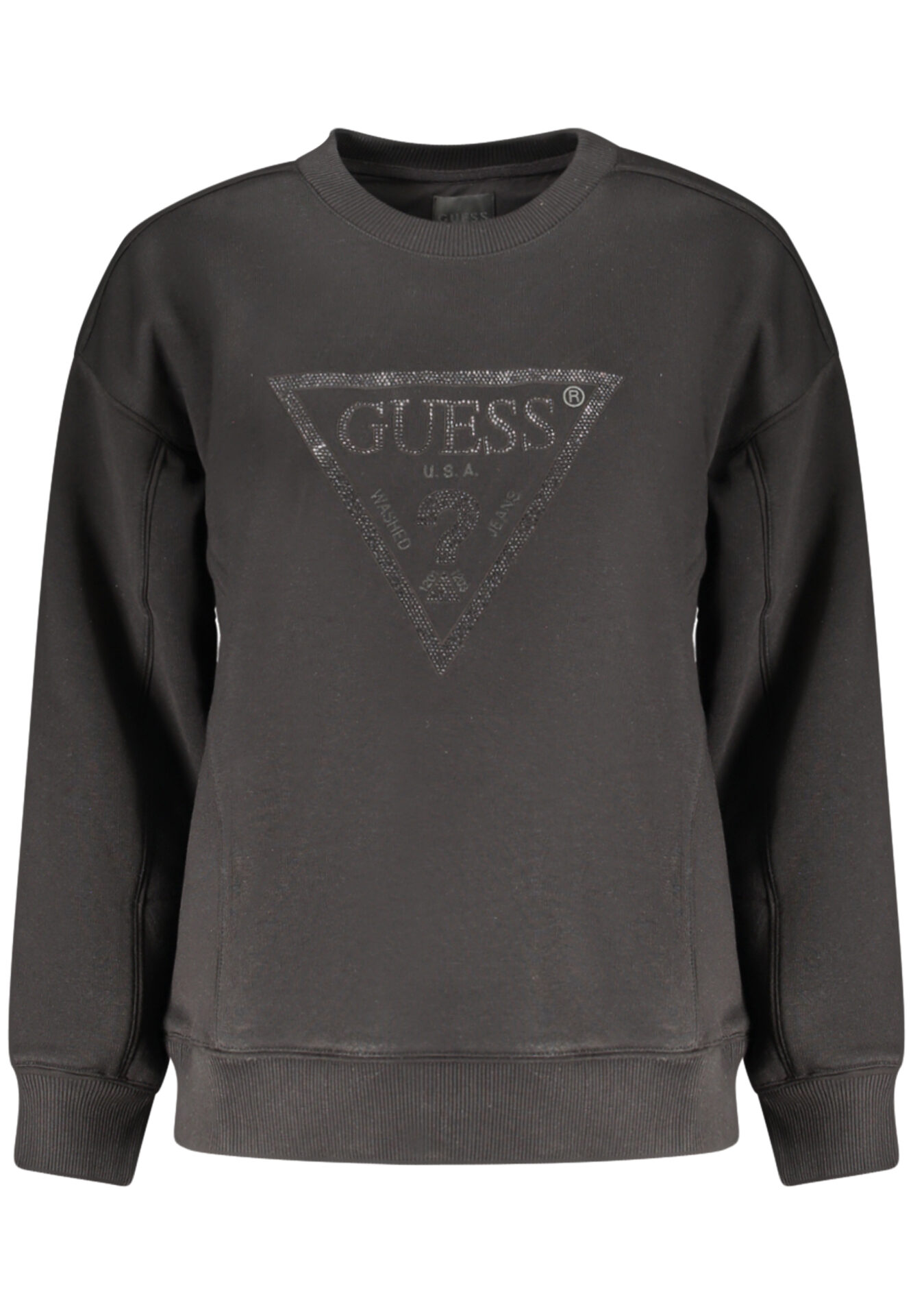 GUESS JEANS WOMEN'S BLACK ZIP-UP SWEATSHIRT