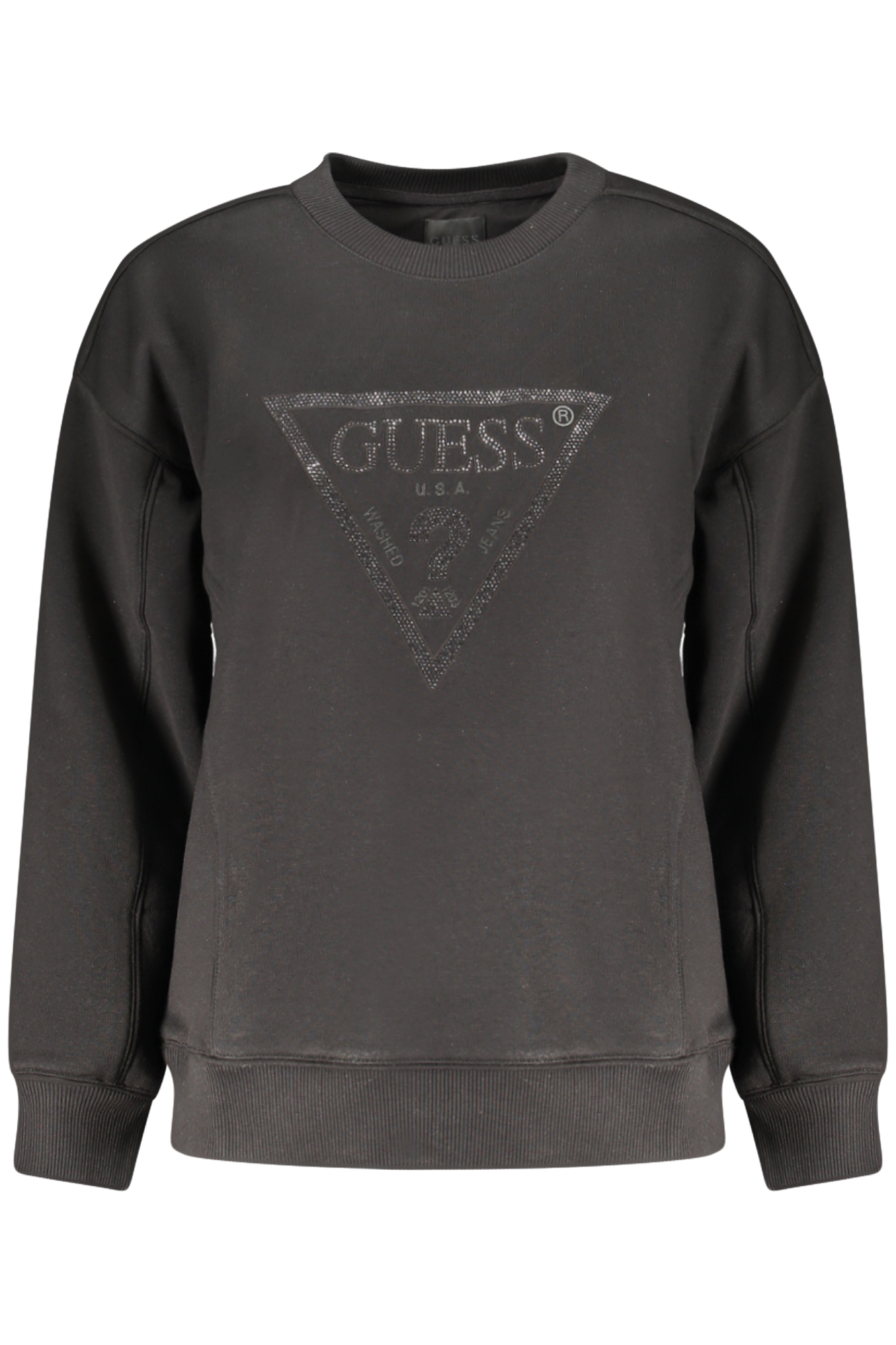 GUESS JEANS WOMEN'S BLACK ZIP-UP SWEATSHIRT GUESS JEANS WOMEN'S BLACK ZIP-UP SWEATSHIRT