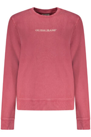 GUESS JEANS WOMEN'S RED ZIP-UP SWEATSHIRT