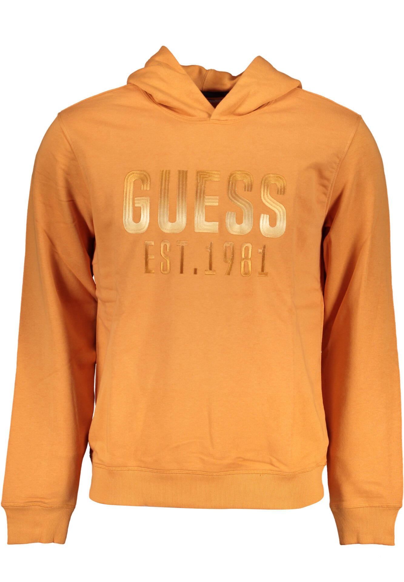 GUESS JEANS MEN'S ORANGE ZIPLESS SWEATSHIRT