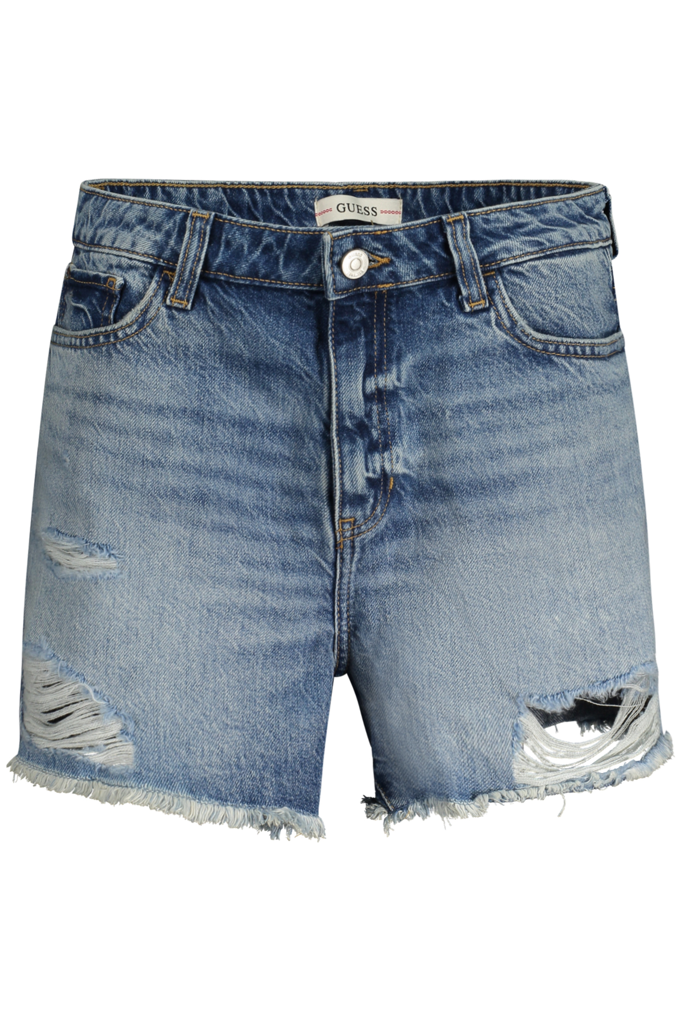 GUESS JEANS mėlyni moteriški džinsiniai šortai GUESS JEANS mėlyni moteriški džinsiniai šortai