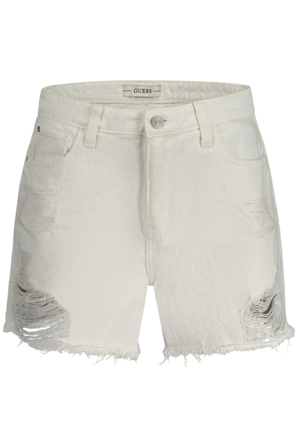 guessjeansjeansshortdonnabianco_1 GUESS JEANS balti moteriški džinsiniai šortai