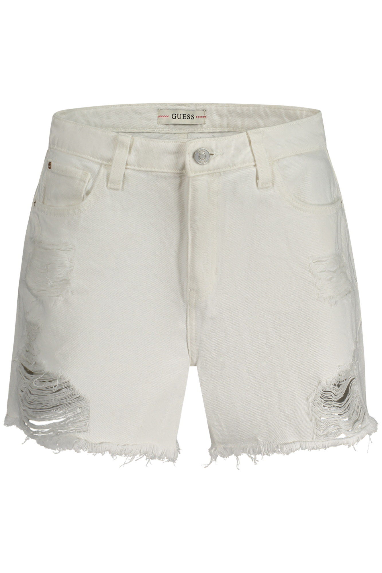 GUESS JEANS balti moteriški džinsiniai šortai GUESS JEANS balti moteriški džinsiniai šortai