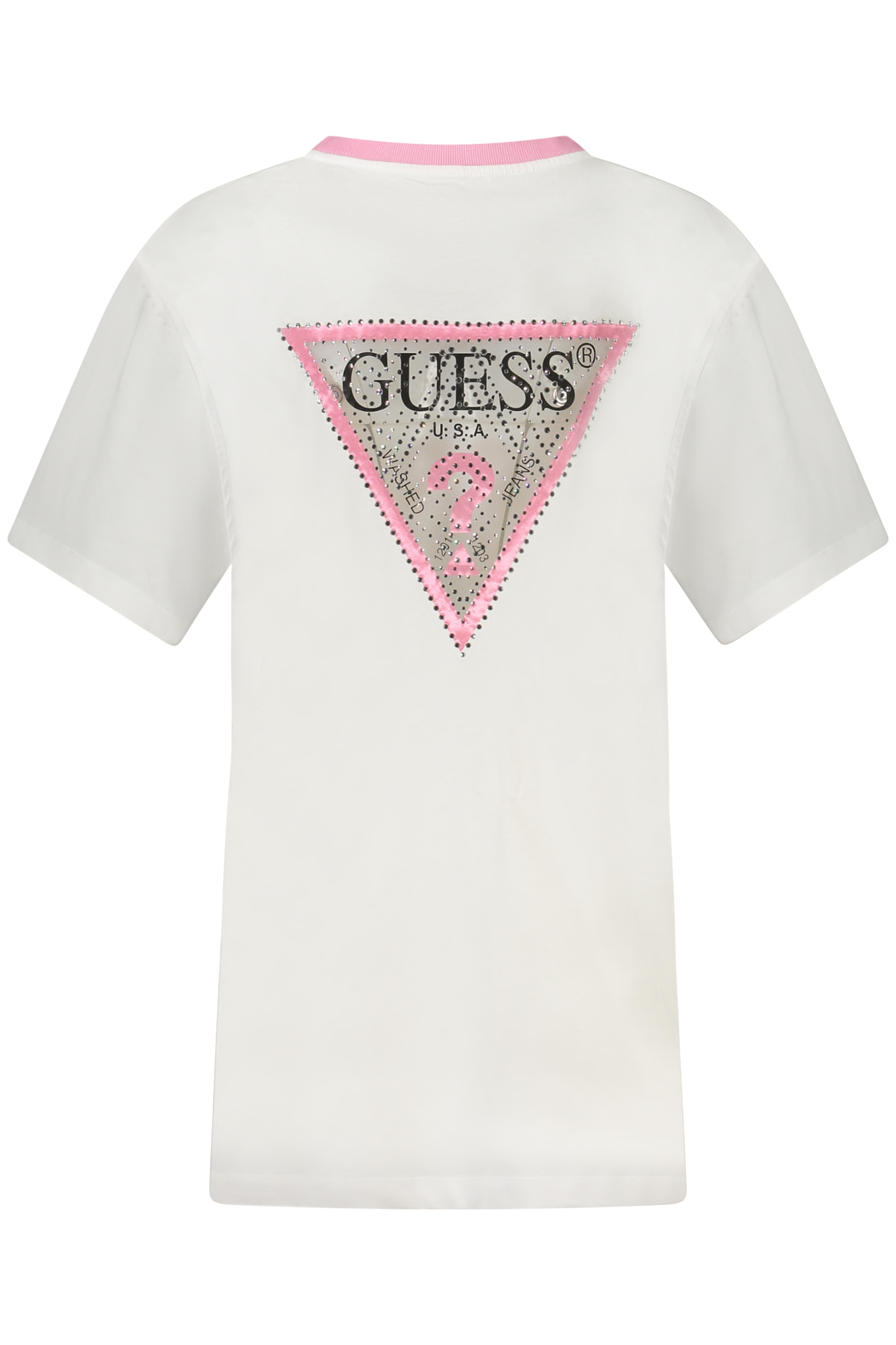 GUESS JEANS balti moteriški marškinėliai trumpomis rankovėmis GUESS JEANS balti moteriški marškinėliai trumpomis rankovėmis - Image 2