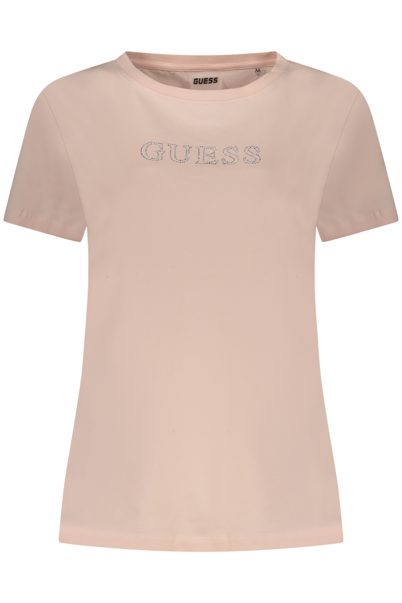 GUESS JEANS rožiniai moteriški marškinėliai trumpomis rankovėmis GUESS JEANS rožiniai moteriški marškinėliai trumpomis rankovėmis