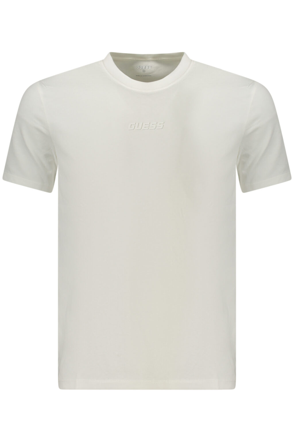 guessjeanst-shirtmanichecorteuomobianco_1 GUESS JEANS vyriški balti marškinėliai trumpomis rankovėmis