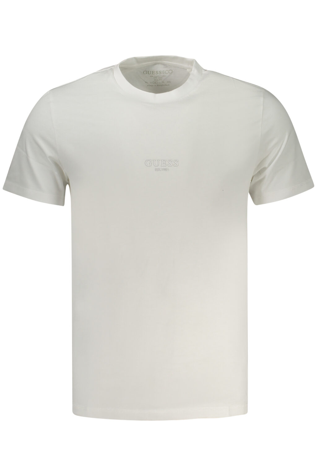 guessjeanst-shirtmanichecorteuomobianco_1 GUESS JEANS balti vyriški marškinėliai trumpomis rankovėmis