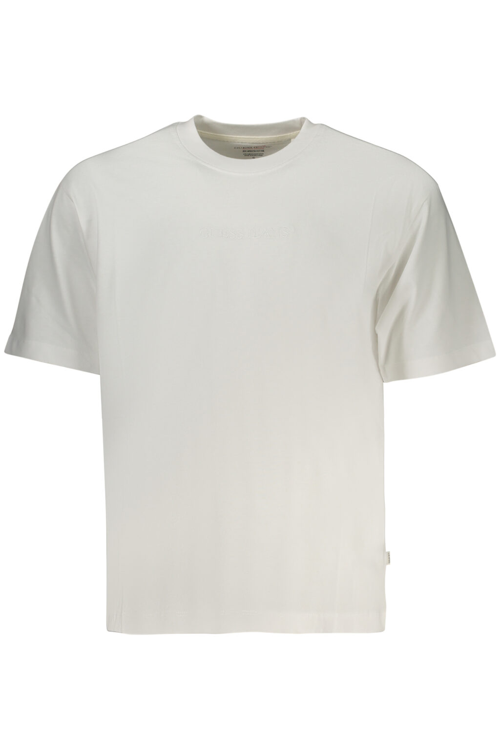 guessjeanst-shirtmanichecorteuomobianco_1 GUESS JEANS balti vyriški marškinėliai trumpomis rankovėmis