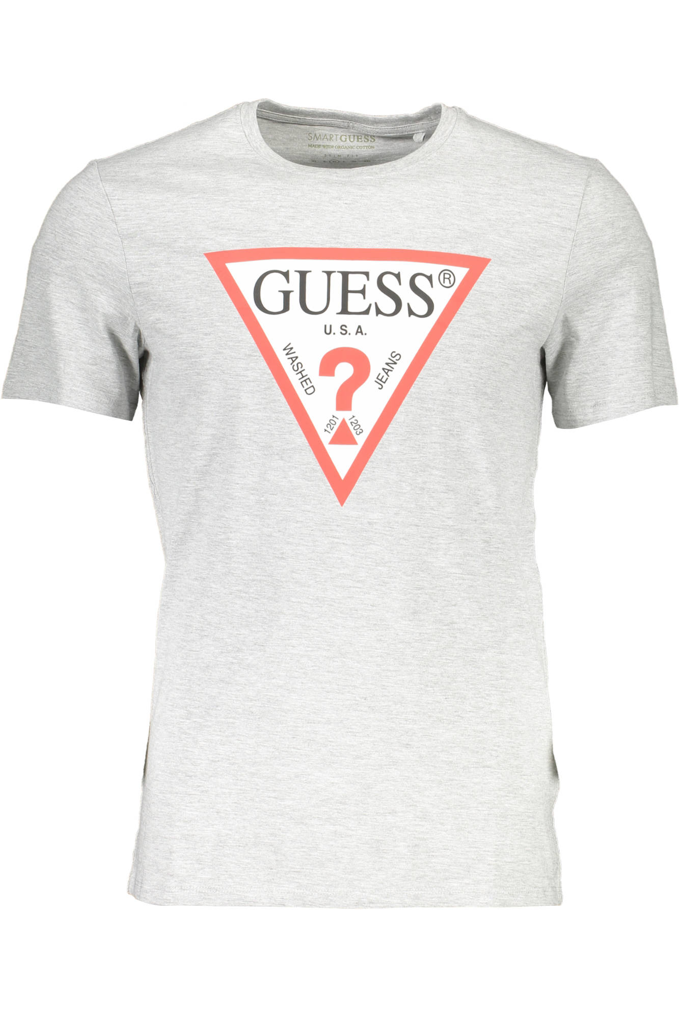 GUESS JEANS pilki vyriški marškinėliai trumpomis rankovėmis GUESS JEANS pilki vyriški marškinėliai trumpomis rankovėmis