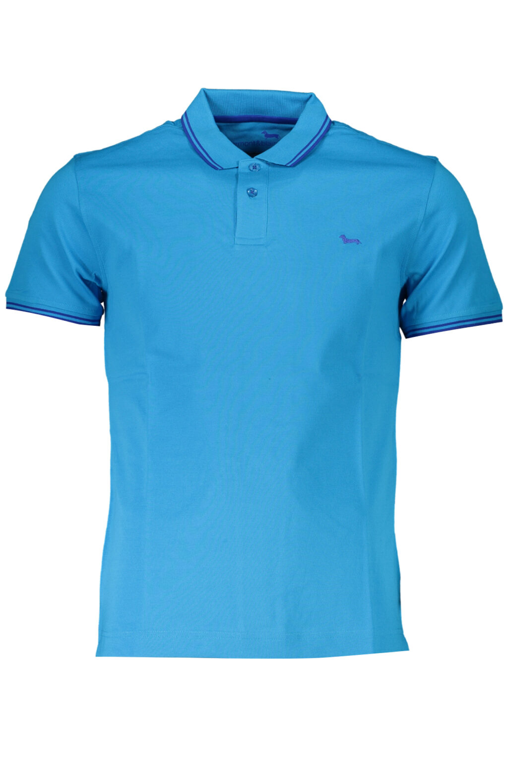 harmont26blainepolomanichecorteuomoazzurro_1 HARMONT & BLAINE mėlyni vyriški polo marškinėliai trumpomis rankovėmis