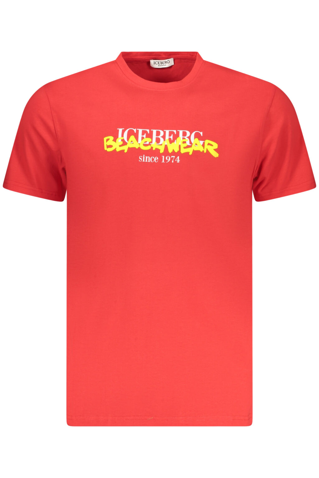 icebergt-shirtmanichecorteuomorosso_1 ICEBERG raudoni vyriški marškinėliai trumpomis rankovėmis
