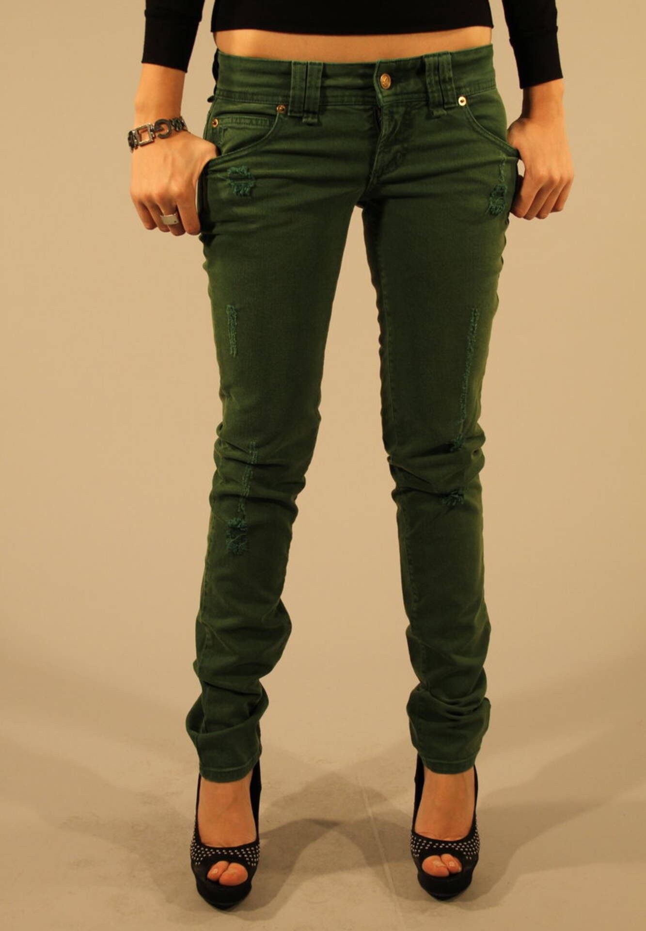 JOHN GALLIANO JEANS DENIM WOMAN GREEN