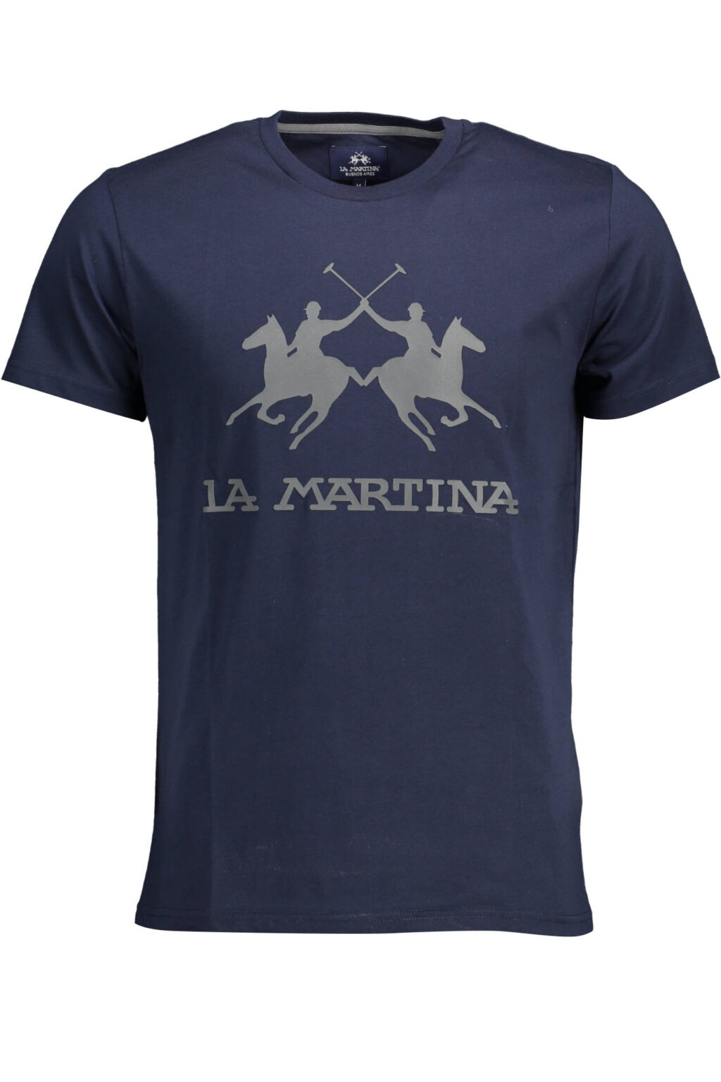 lamartinat-shirtmanichecorteuomoblu_1 LA MARTINA mėlyni vyriški marškinėliai trumpomis rankovėmis