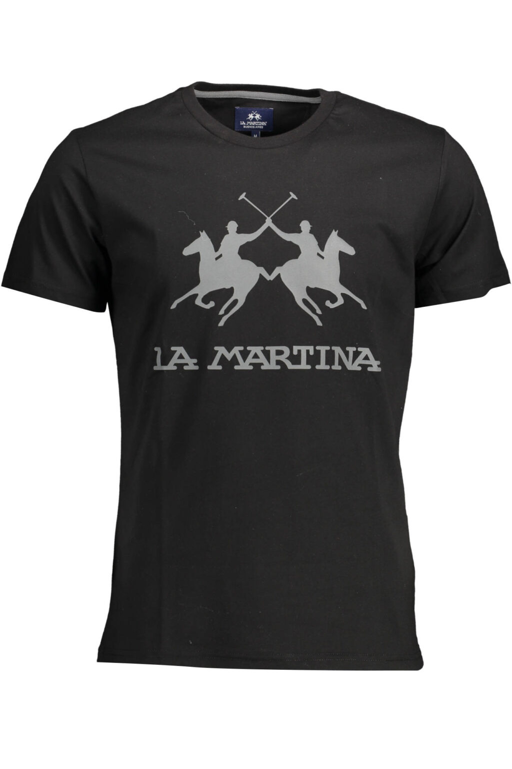 lamartinat-shirtmanichecorteuomonero_1 LA MARTINA juodi vyriški marškinėliai trumpomis rankovėmis