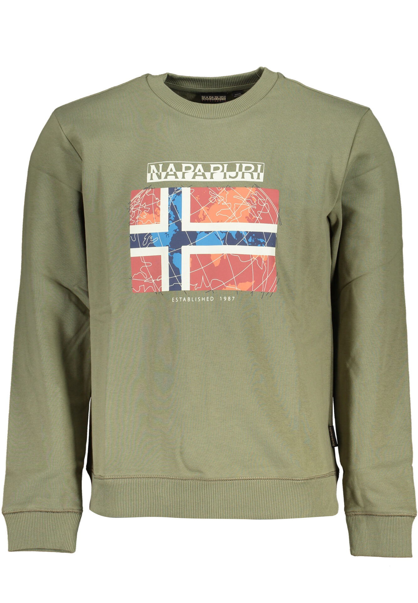 NAPAPIJRI GREEN MEN'S ZIPLESS SWEATSHIRT