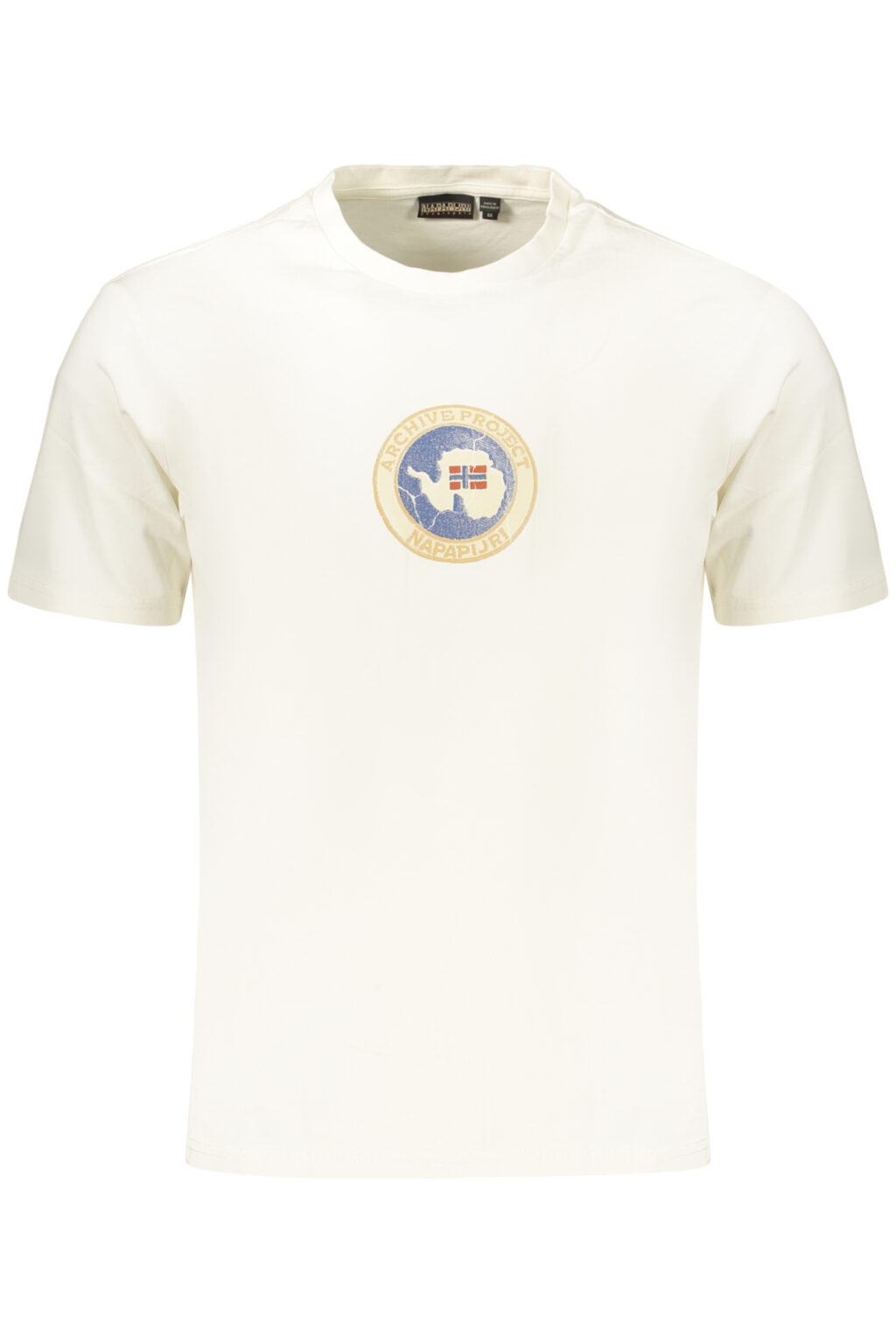 napapijrit-shirtmanichecorteuomobianco_1 NAPAPIJRI balti vyriški marškinėliai trumpomis rankovėmis