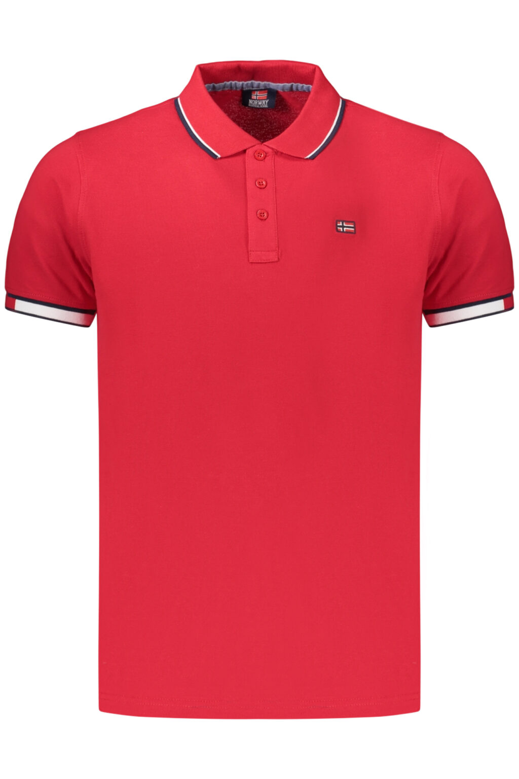 norway1963polomanichecorteuomorosso_1 NORWAY 1963 raudoni vyriški polo marškinėliai trumpomis rankovėmis