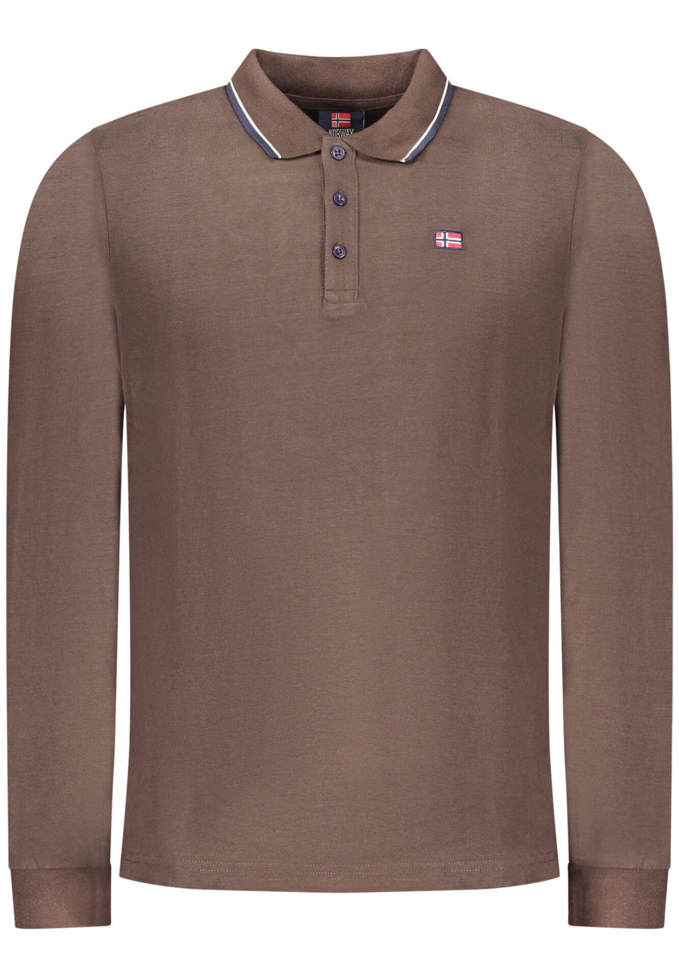 NORWAY 1963 MEN'S LONG-SLEEVE POLO SHIRT, BROWN
