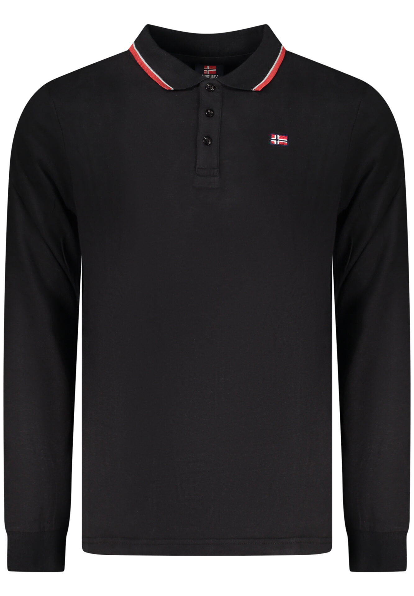 NORWAY 1963 MEN'S LONG-SLEEVED POLO SHIRT, BLACK