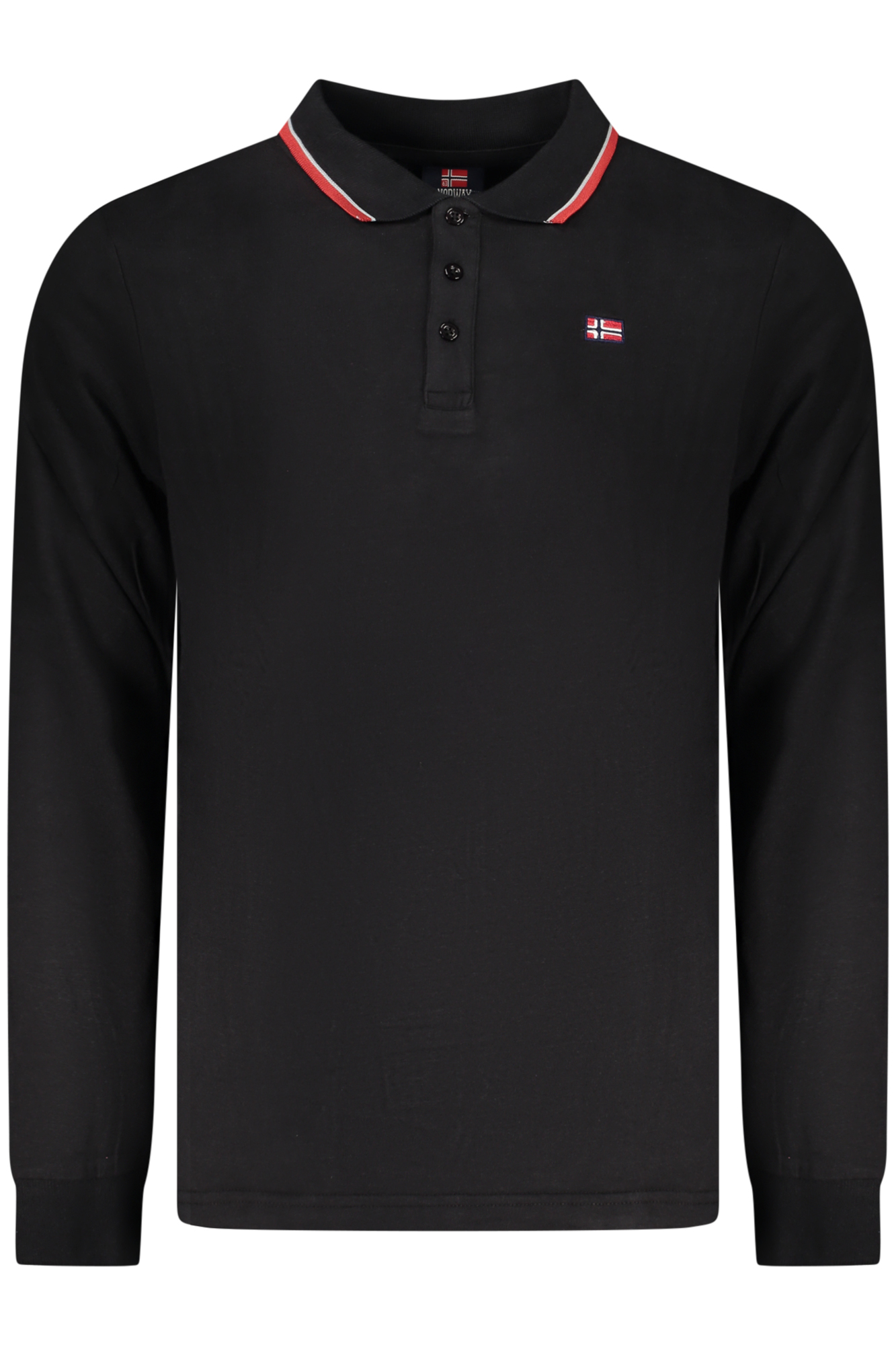 NORWAY 1963 MEN'S LONG-SLEEVED POLO SHIRT, BLACK NORWAY 1963 MEN'S LONG-SLEEVED POLO SHIRT, BLACK