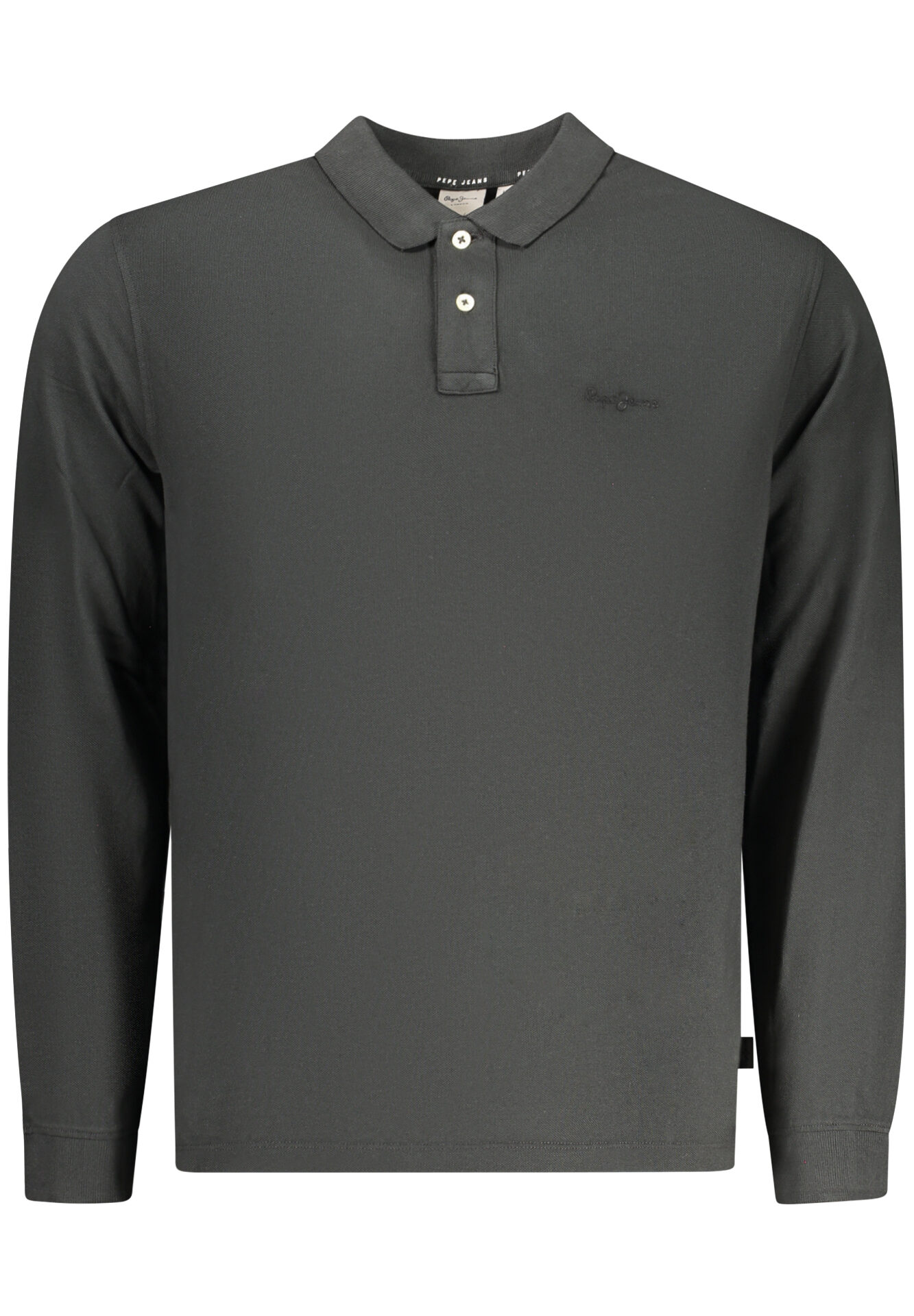 PEPE JEANS MEN'S LONG-SLEEVED POLO SHIRT, BLACK