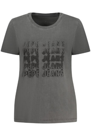PEPE JEANS moteriški juodi marškinėliai trumpomis rankovėmis