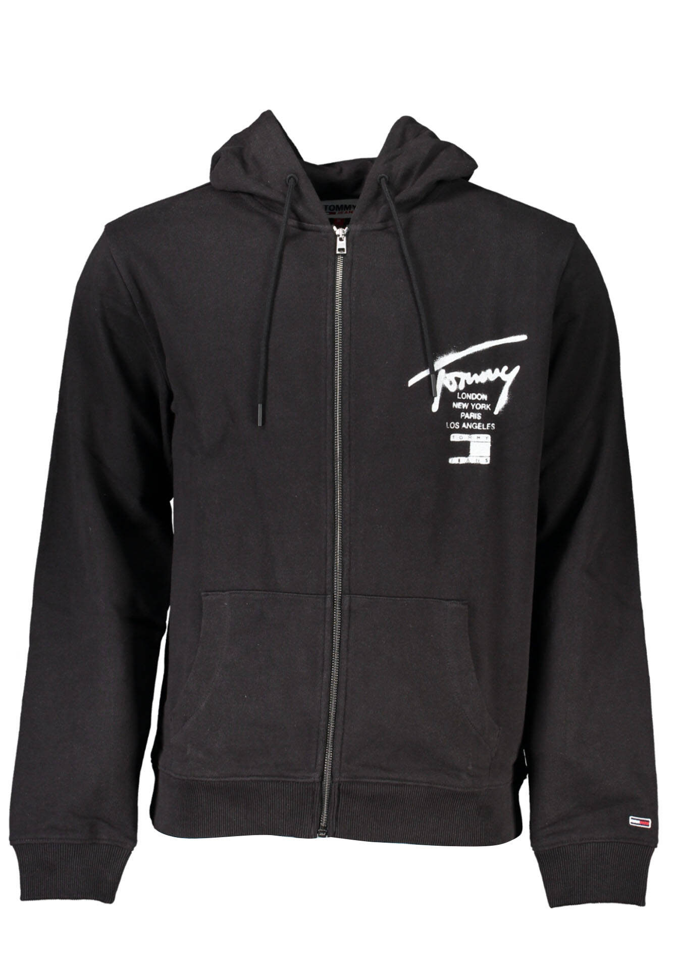 TOMMY HILFIGER MEN'S BLACK ZIPPED SWEATSHIRT