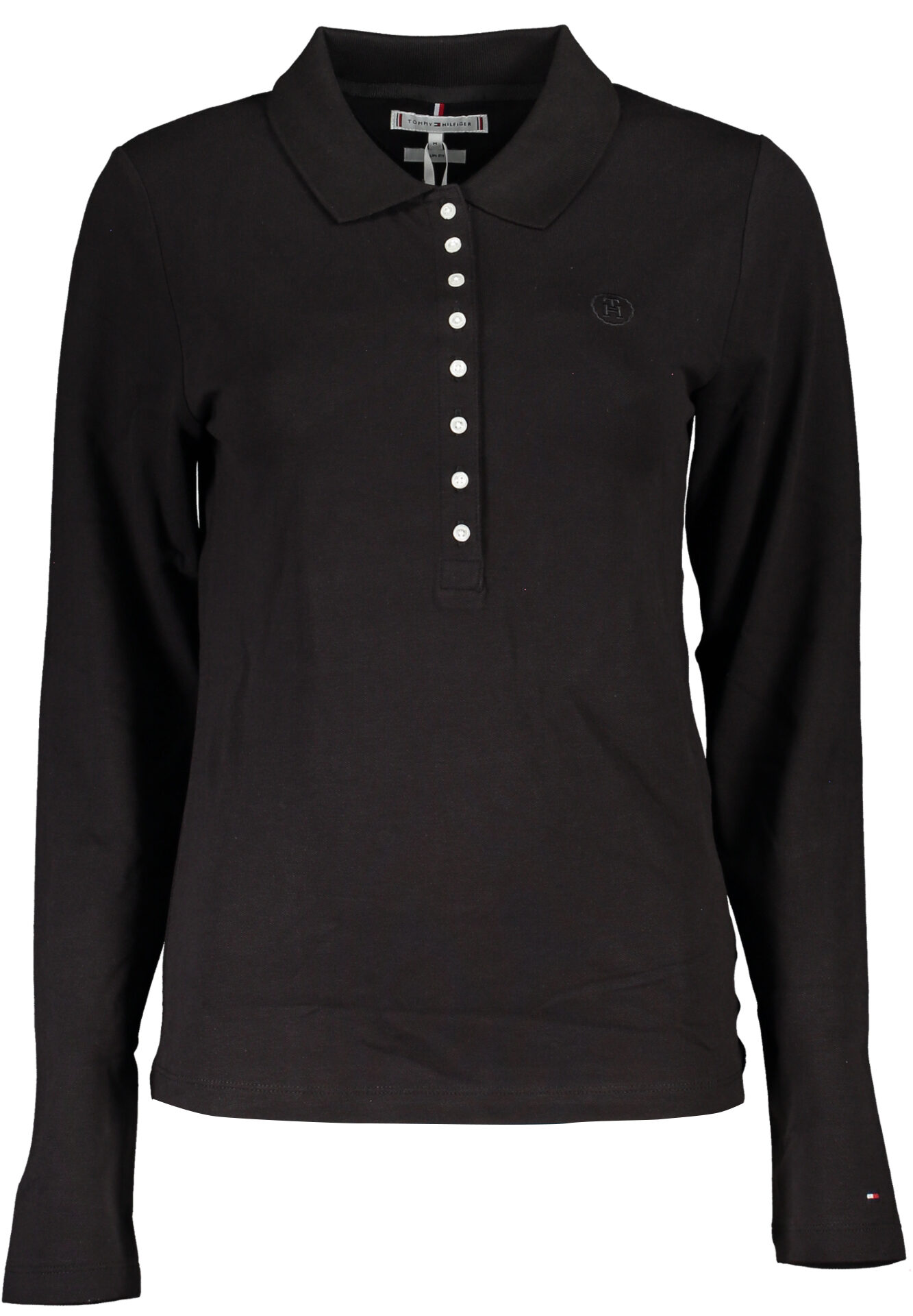 TOMMY HILFIGER WOMEN'S LONG SLEEVE POLO SHIRT BLACK