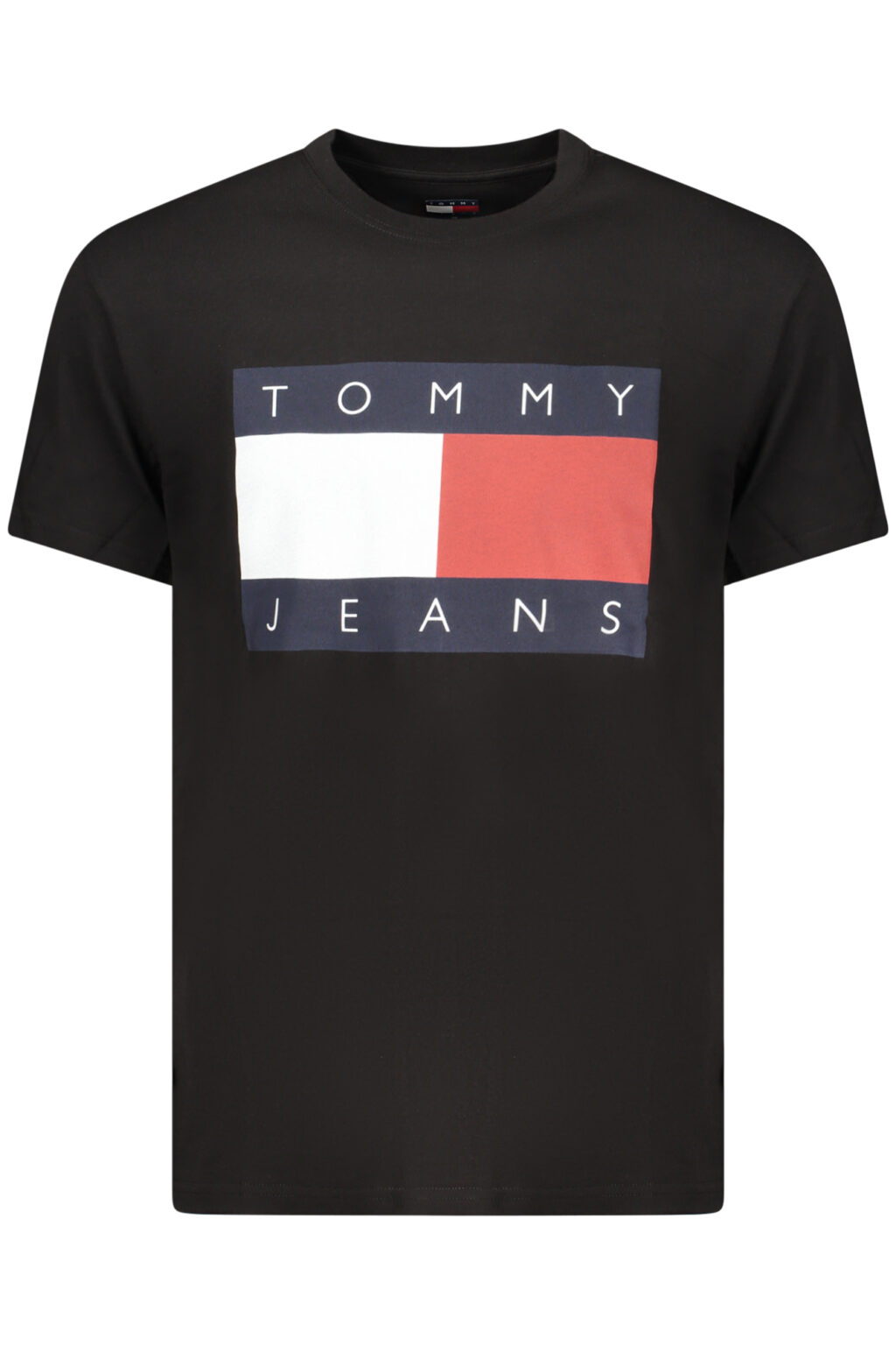 tommyhilfigert-shirtmanichecorteuomonero_1 TOMMY HILFIGER vyriški juodi marškinėliai trumpomis rankovėmis
