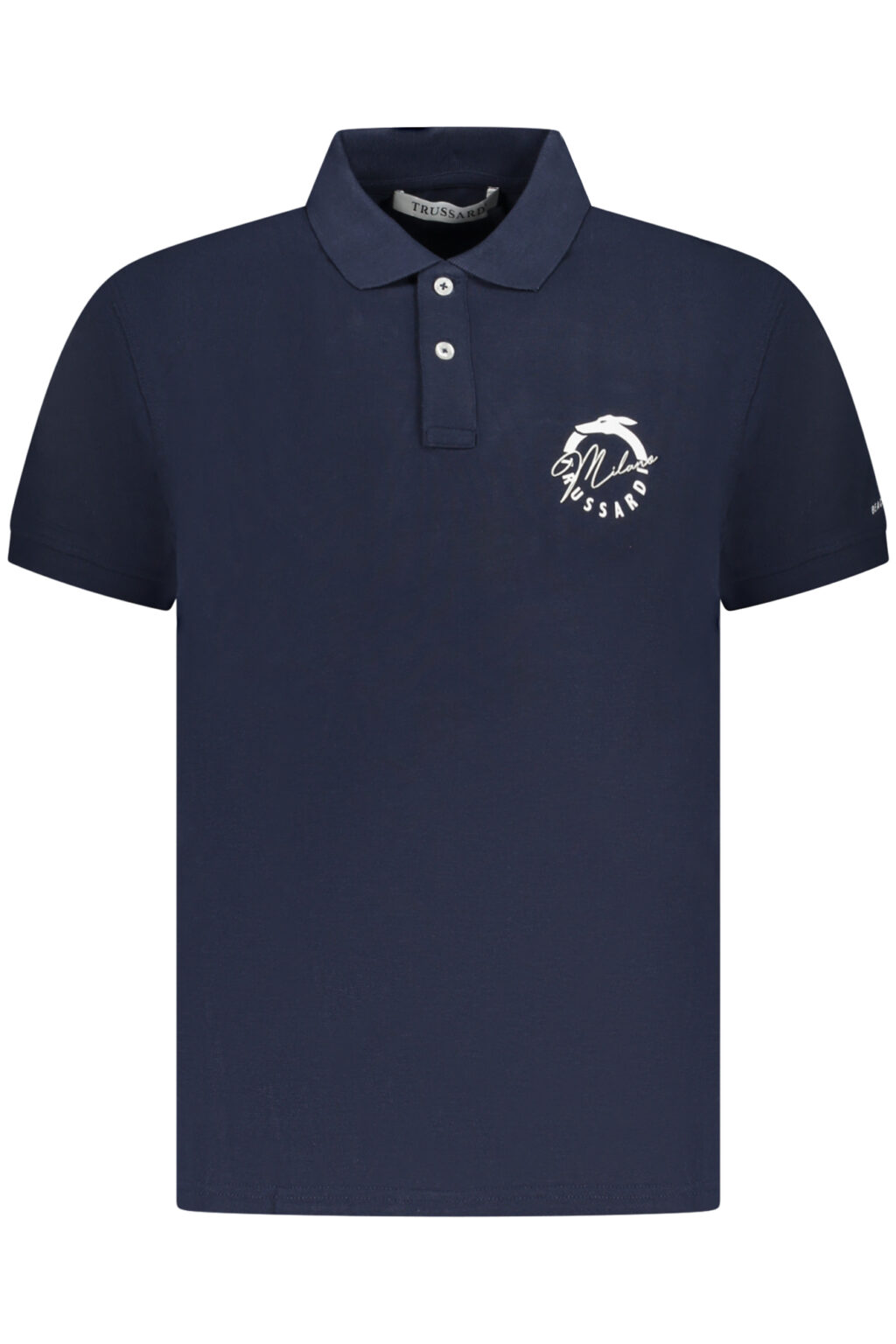TRUSSARDI mėlyni vyriški polo marškinėliai trumpomis rankovėmis
