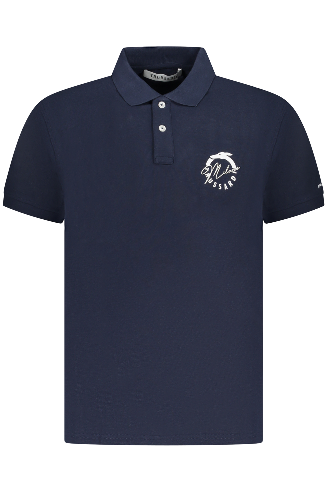 TRUSSARDI mėlyni vyriški polo marškinėliai trumpomis rankovėmis TRUSSARDI mėlyni vyriški polo marškinėliai trumpomis rankovėmis