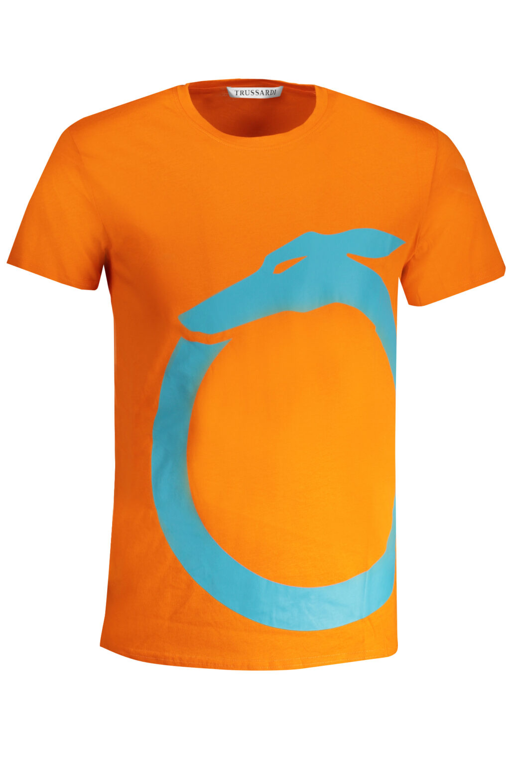 trussardit-shirtmanichecorteuomoarancio_1 TRUSSARDI oranžiniai vyriški marškinėliai trumpomis rankovėmis