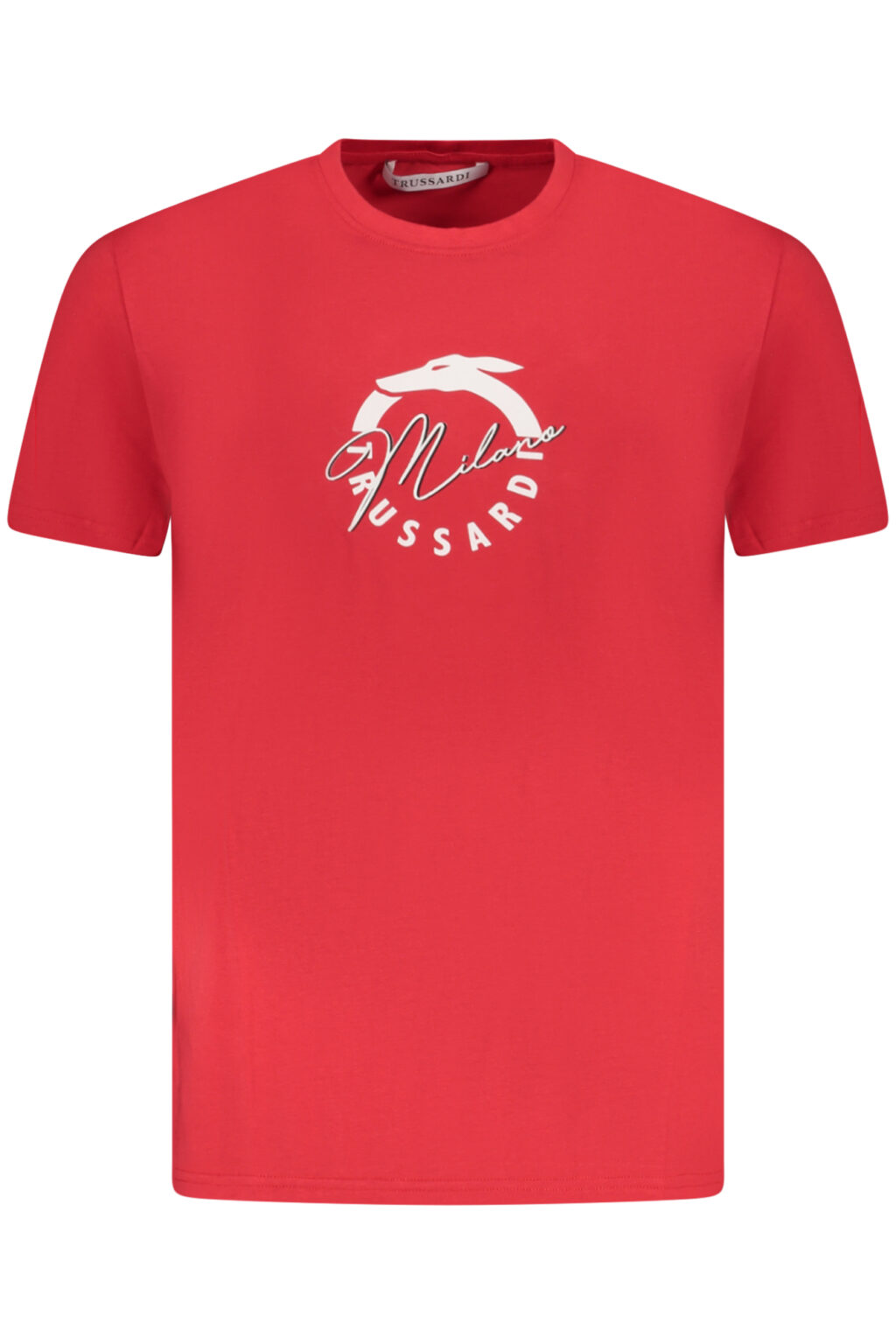 trussardit-shirtmanichecorteuomorosso_1 TRUSSARDI raudoni vyriški marškinėliai trumpomis rankovėmis