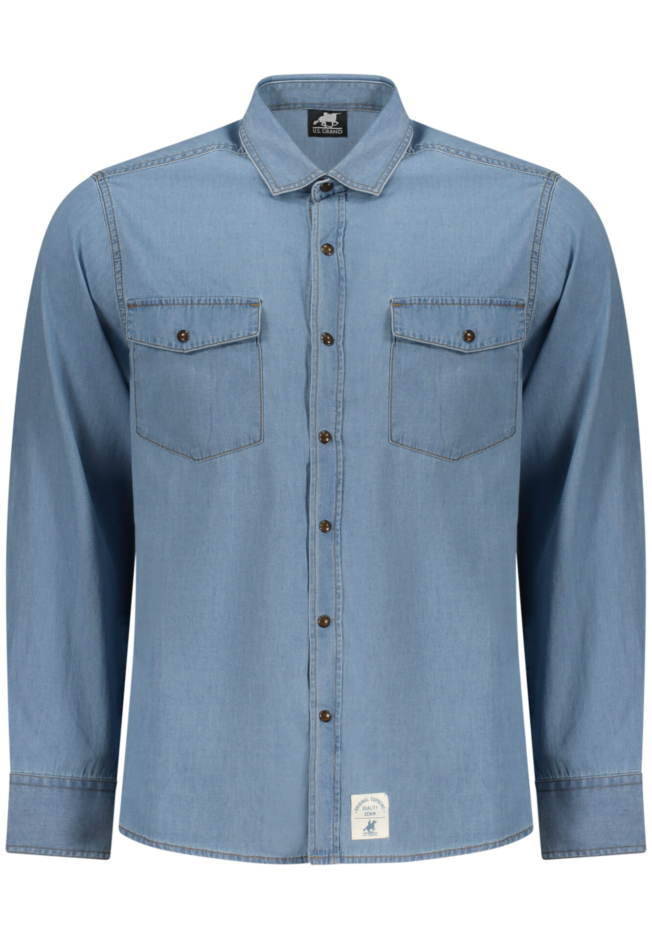 US GRAND MEN'S LONG-SLEEVED SHIRT, BLUE