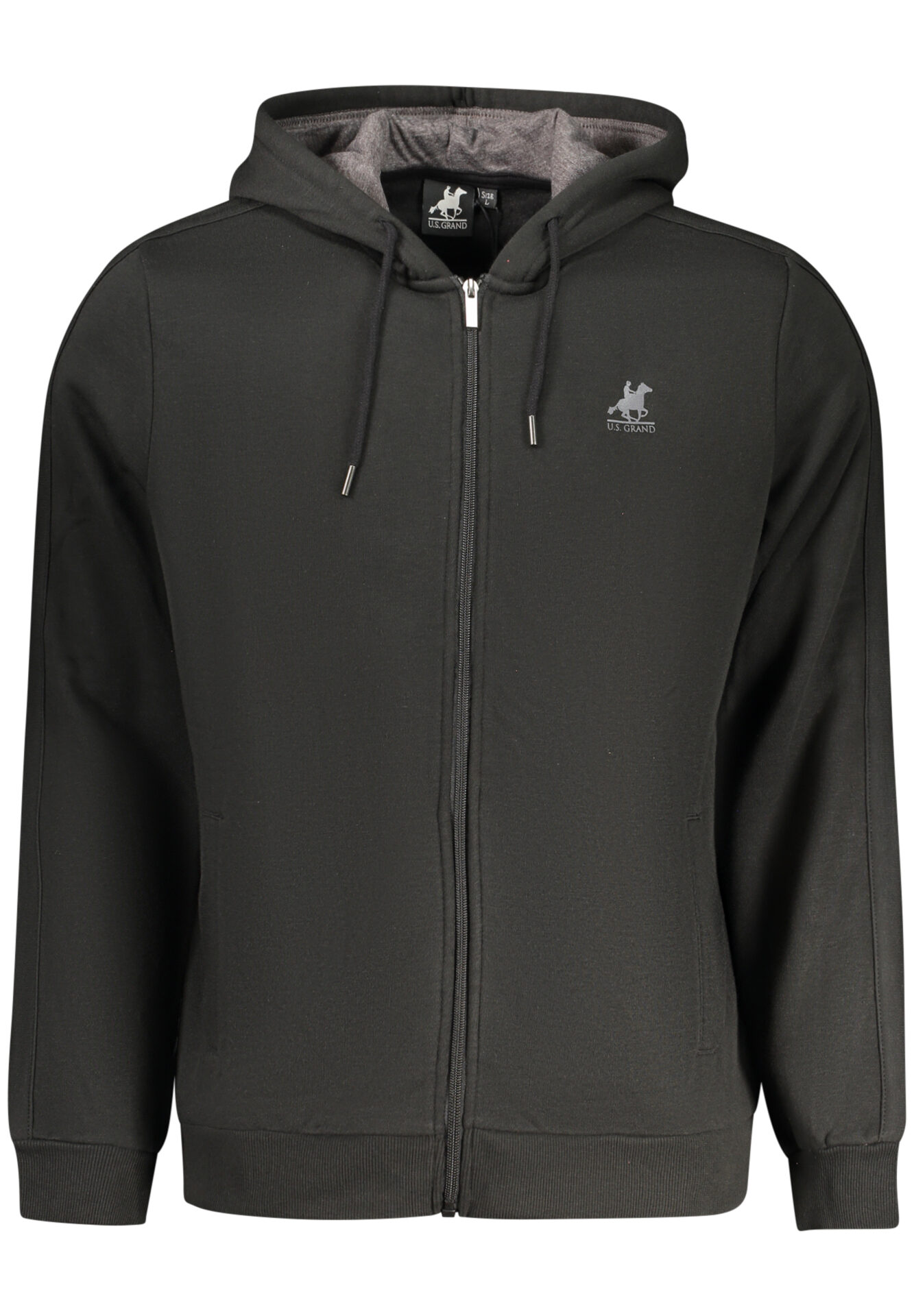US GRAND MEN'S BLACK ZIP-UP SWEATSHIRT