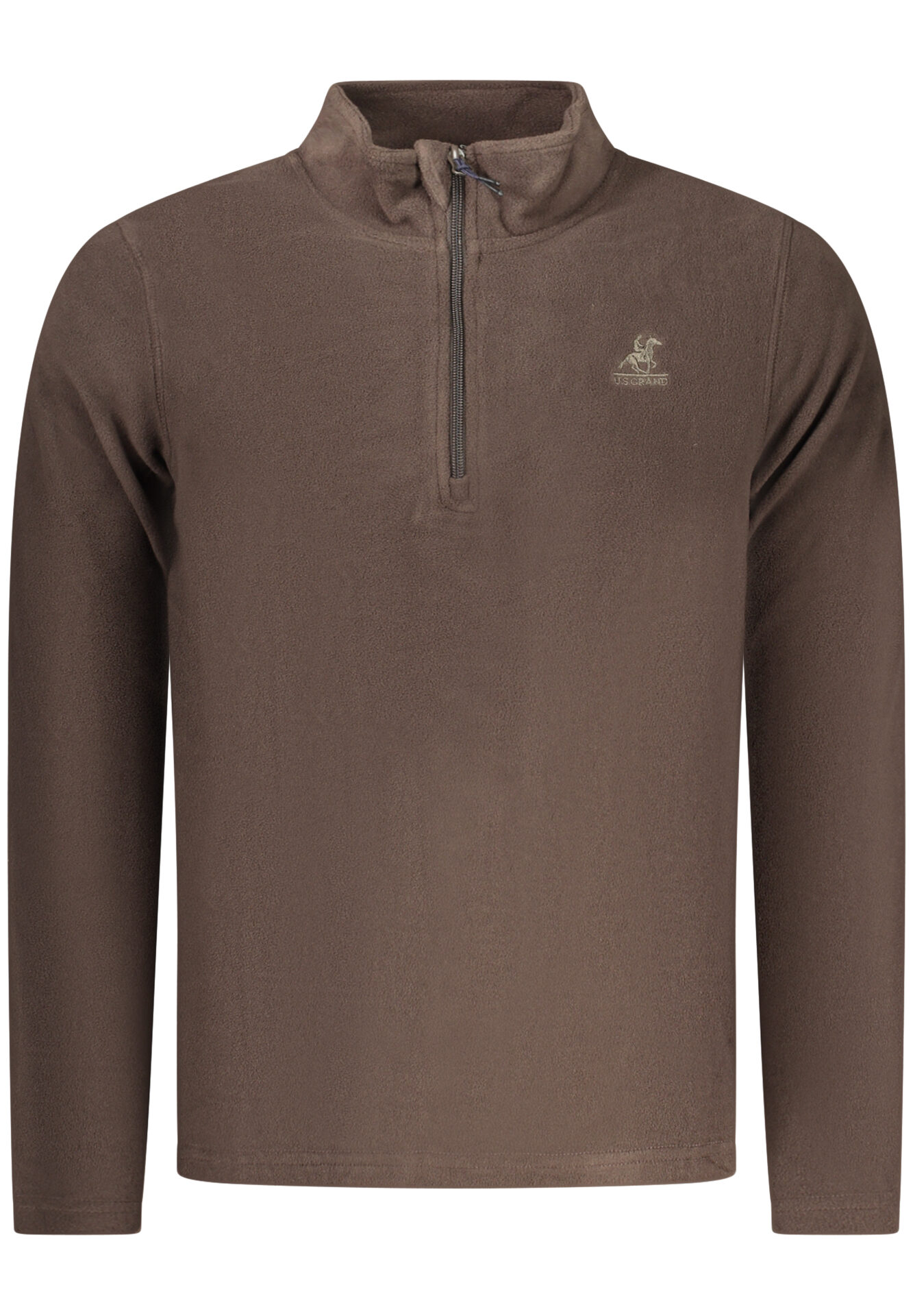 US GRAND MEN'S BROWN ZIP-UP SWEATSHIRT