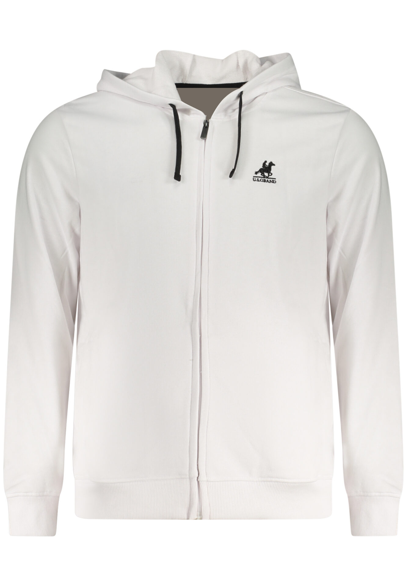 US GRAND MEN'S WHITE ZIP-UP SWEATSHIRT