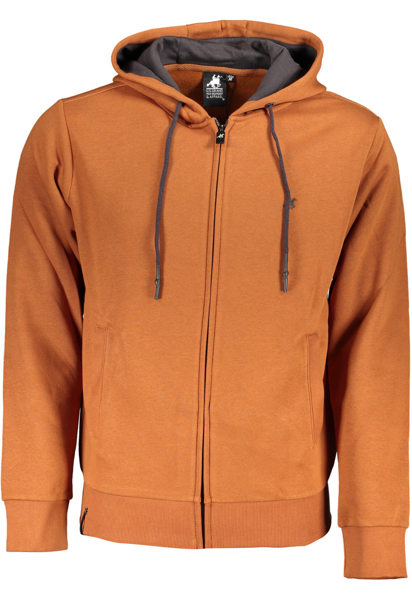 US GRAND MEN'S BROWN ZIP-UP SWEATSHIRT