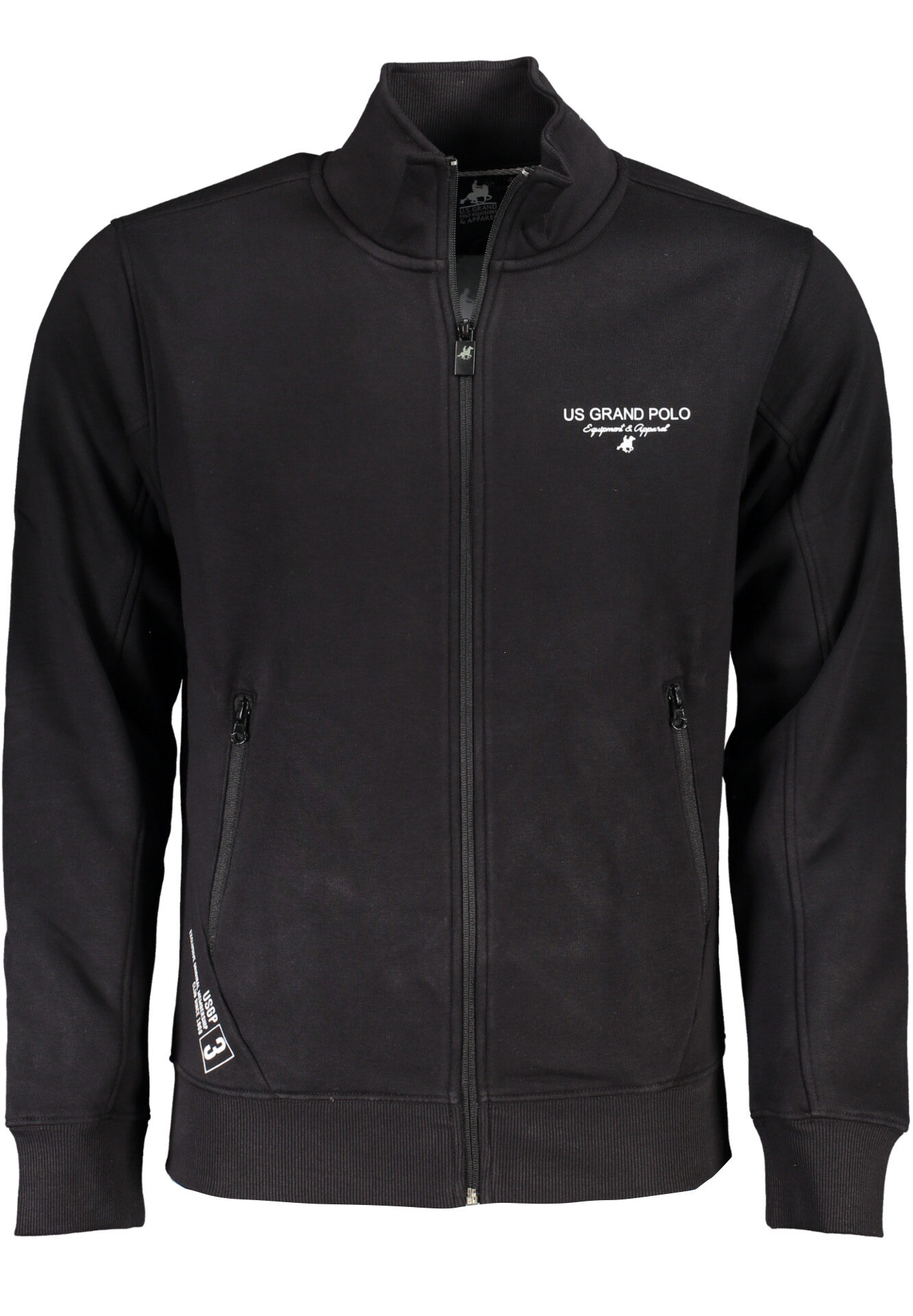 US GRAND MEN'S BLACK ZIP-UP SWEATSHIRT