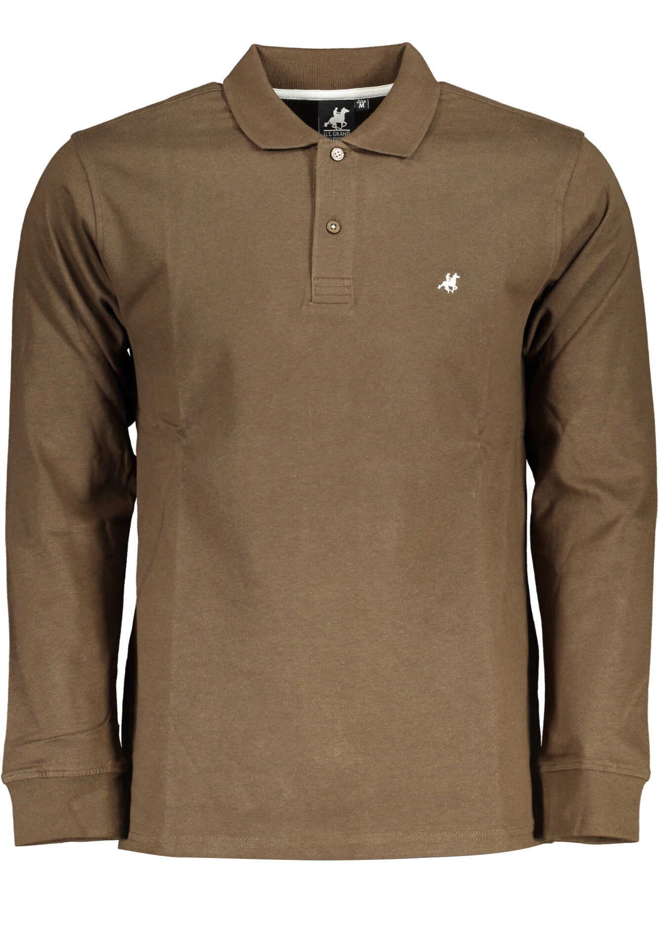 US GRAND MEN'S LONG-SLEEVE POLO SHIRT BROWN