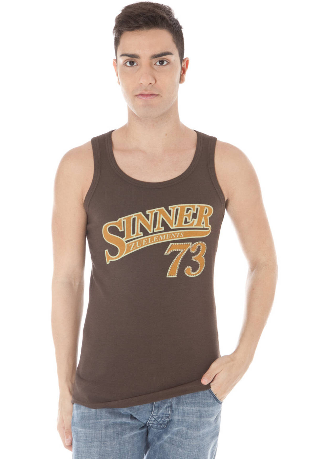 ZUELEMENTS BROWN MEN'S TANK
