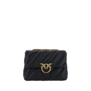 PINKO Black Calf Leather Bos Taurus Shoulder Bag