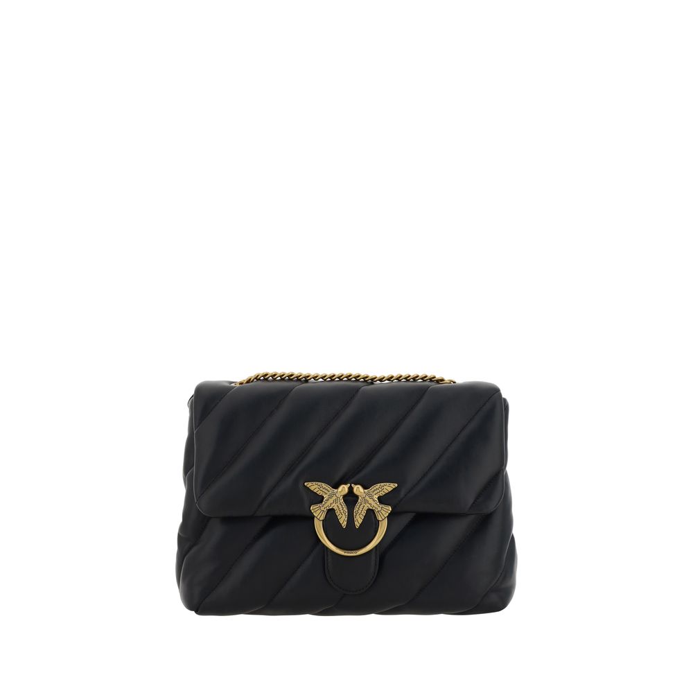 PINKO Black Calf Leather Bos Taurus Shoulder Bag PINKO Black Calf Leather Bos Taurus Shoulder Bag