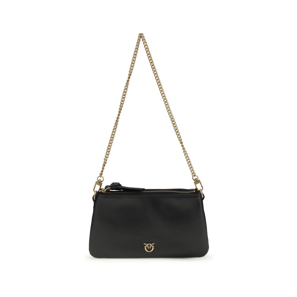 PINKO Black Calf Leather Bos Taurus Shoulder Bag PINKO Black Calf Leather Bos Taurus Shoulder Bag