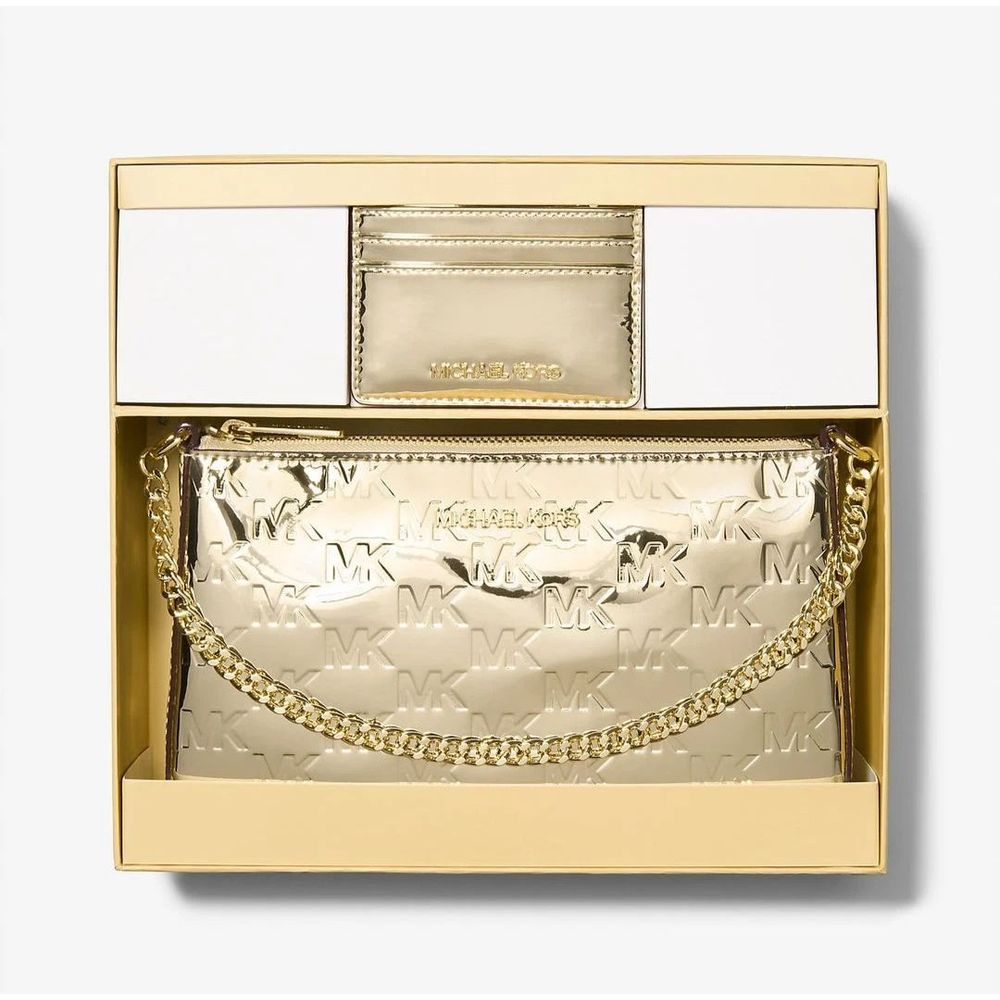 Michael Kors Gold Canvas Clutch Bag Michael Kors Gold Canvas Clutch Bag - Image 3