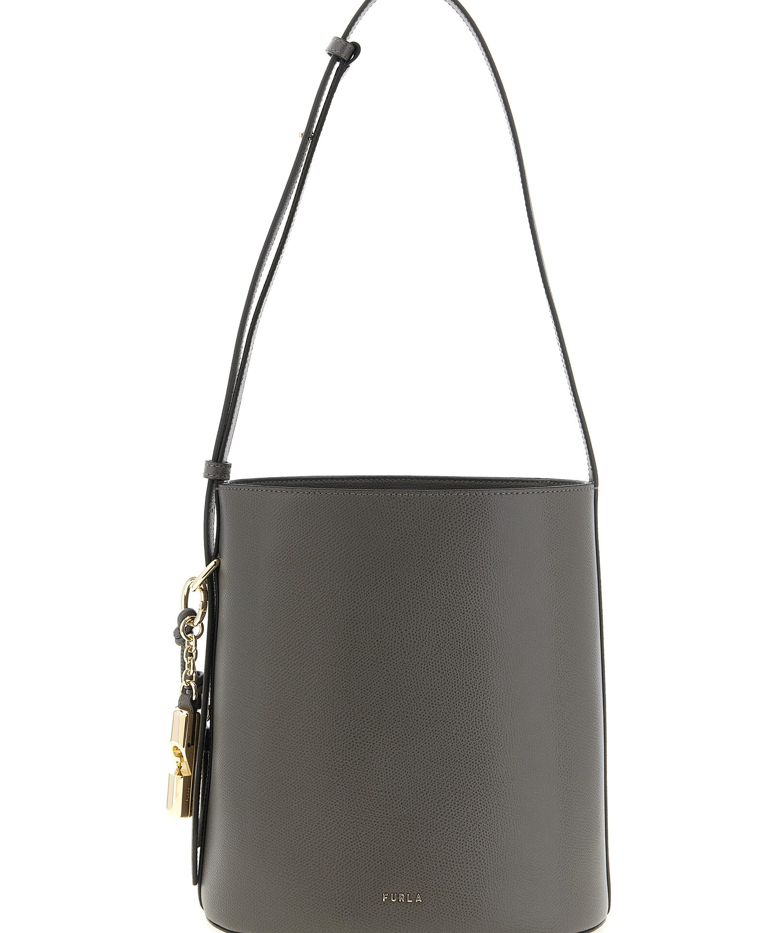 Furla Gray Calfskin Shoulder Bag
